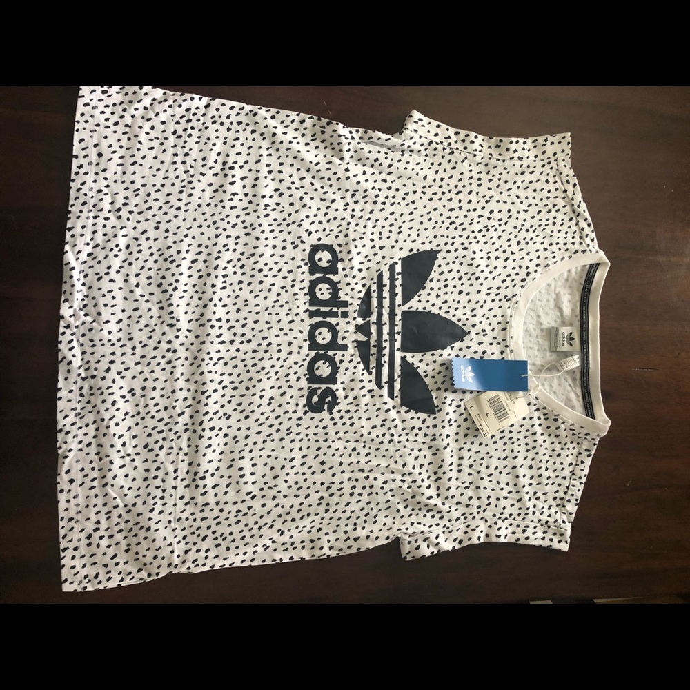 Adidas boyfriend roll up tee black spotted trefoil